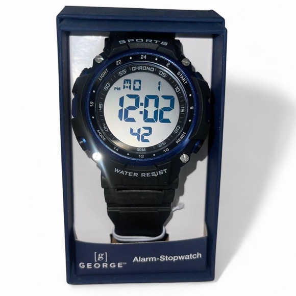 George Sports Alarm - Stopwatch in Black & Blue - Picture 1 of 9